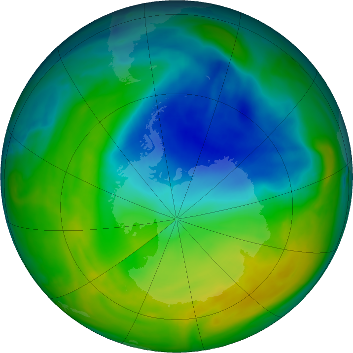 Antarctic ozone map for 12 November 2016